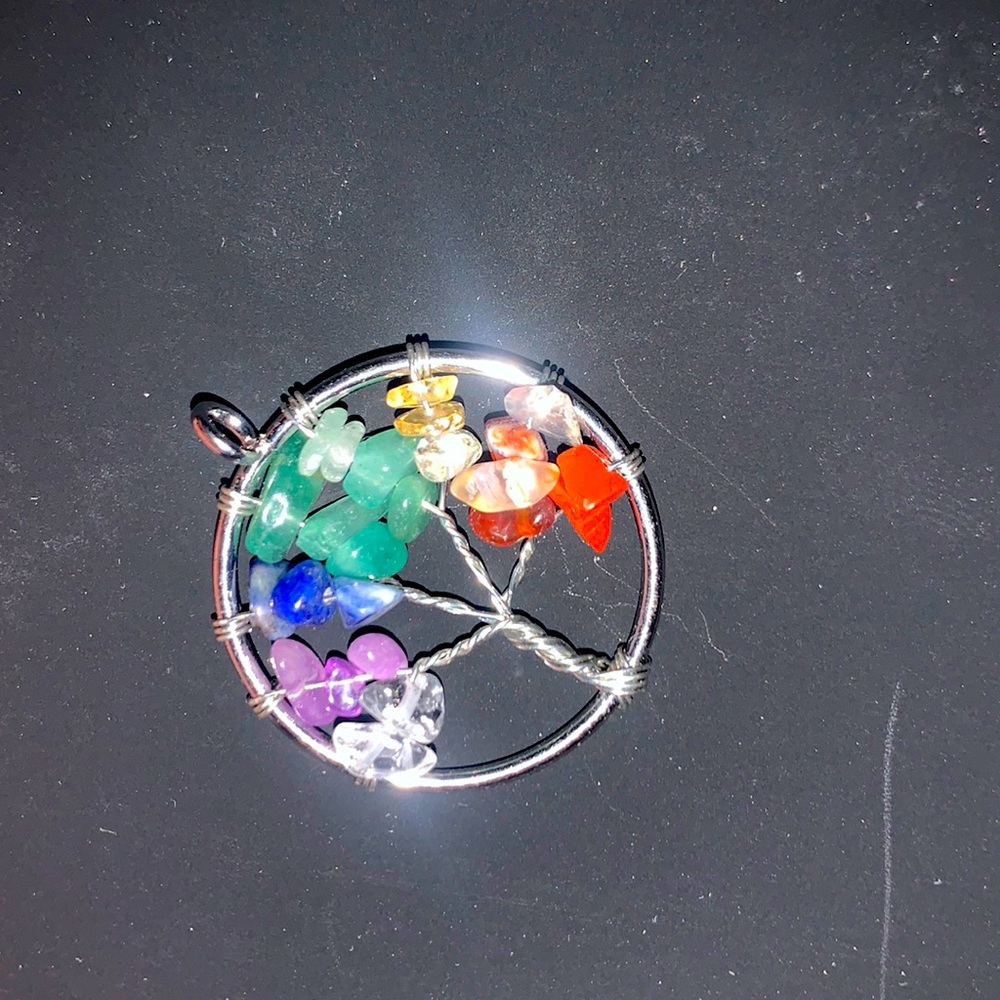 tree of life pendant, with real quartz